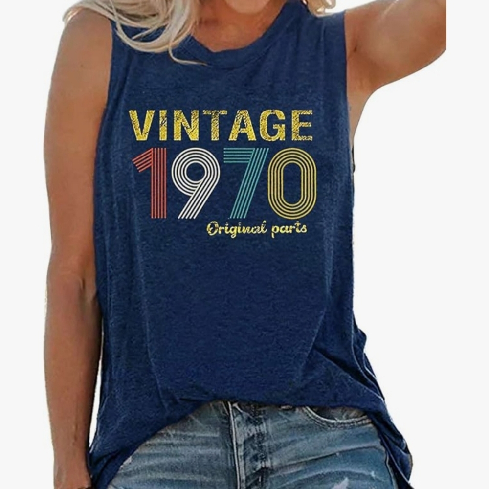 Vintage 1970 Women's Blue Tank Top